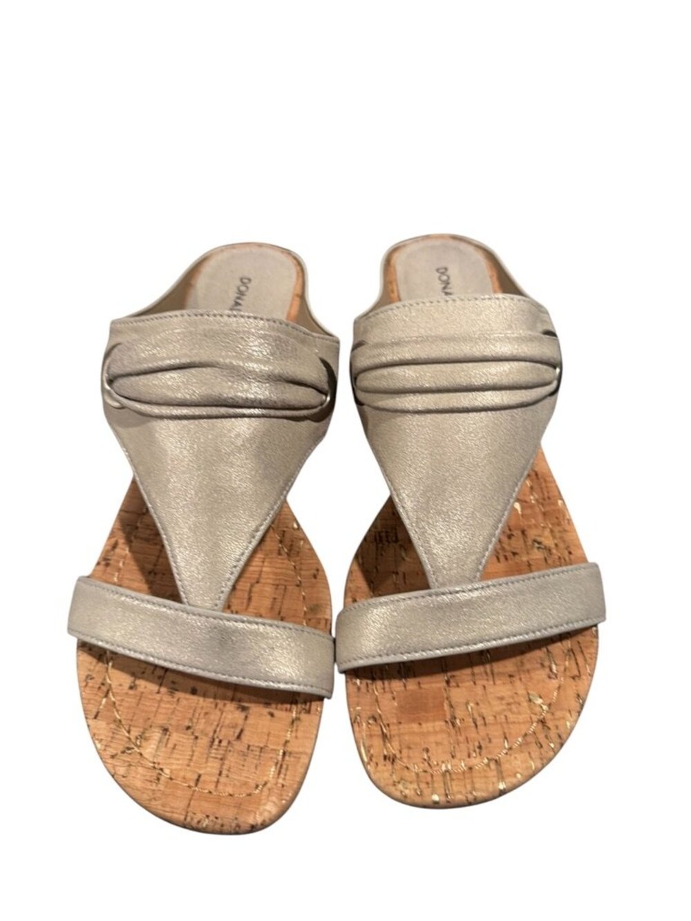 Donald J Pliner Dionne Cork Wedge Slide Sandals Metallic Leather Women’s 10 - Picture 2 of 10